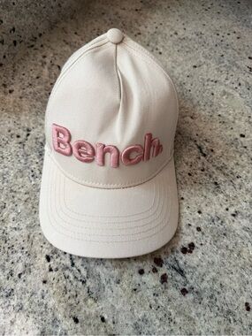 Bench Logo Embroidered Baseball Cap Hat Cream Pink Adjustable